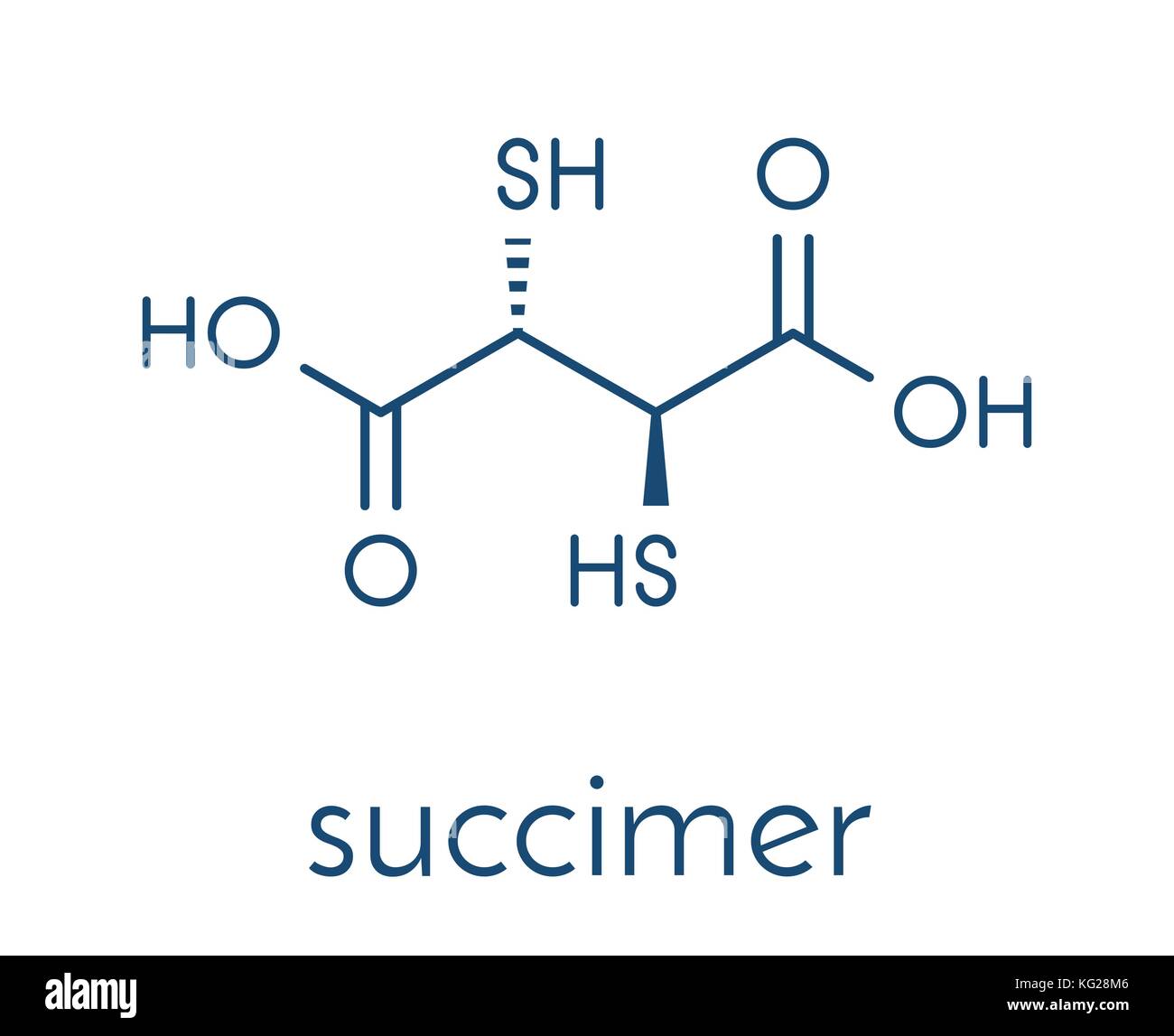 Succimer (acido dimercaptosuccinico, dmsa) avvelenamento da piombo molecola di farmaco antidoto. Utilizzato in metallo pesante avvelenamento; agisce mediante la formazione di complessi con metalli. s Illustrazione Vettoriale