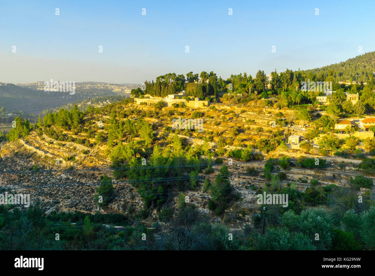 Paesaggio di terrazze, nel vecchio villaggio di Ein Karem, in Gerusalemme, Israele Foto Stock