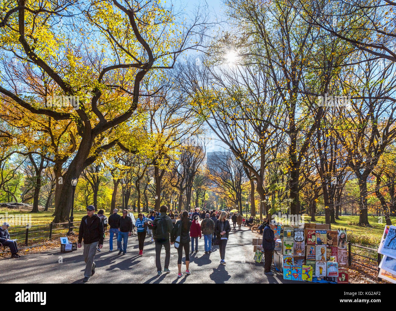 Il Mall, al Central Park di New York City, NY, STATI UNITI D'AMERICA Foto Stock