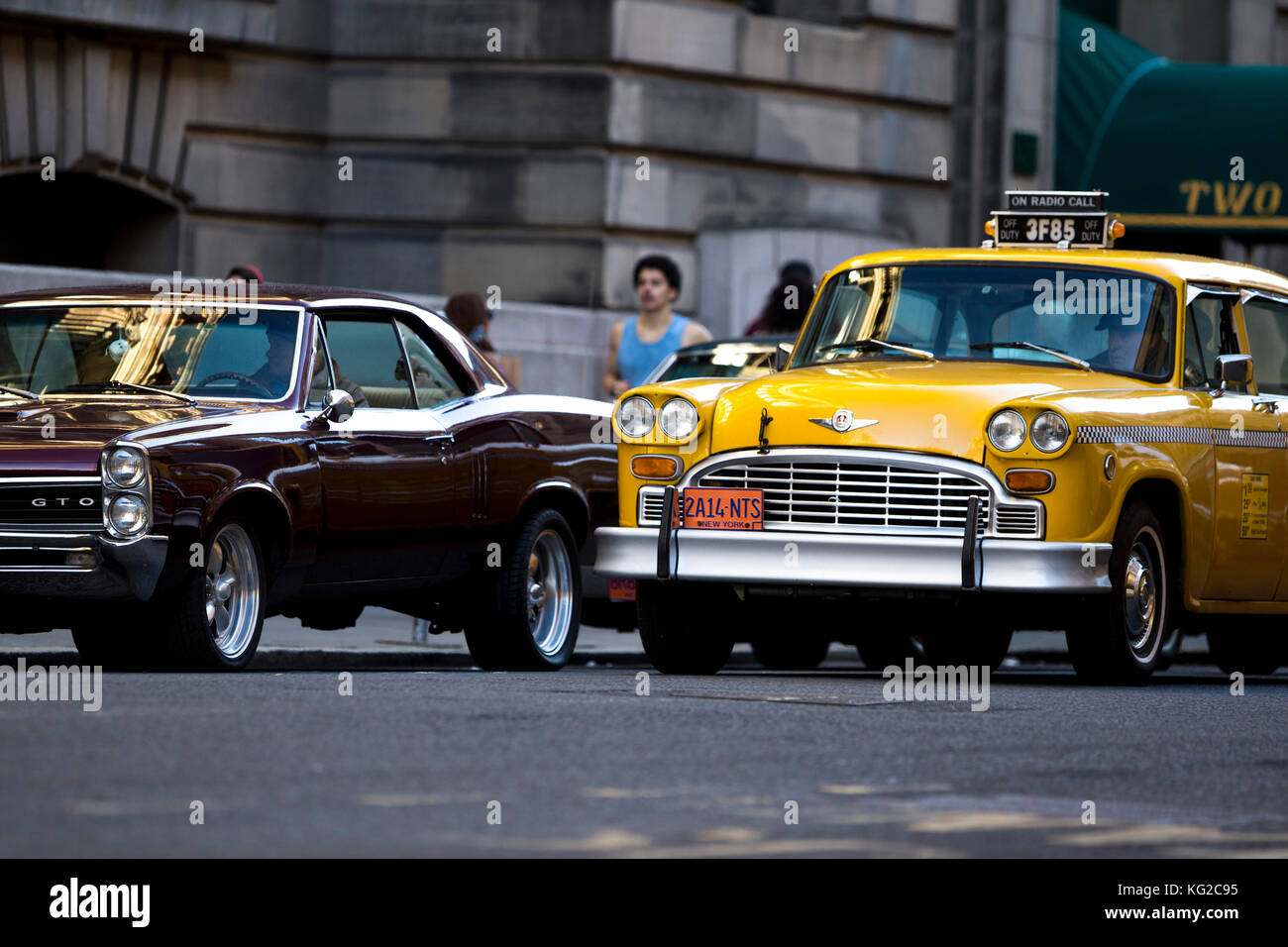 New York degli anni ottanta pedine giallo taxi Foto Stock