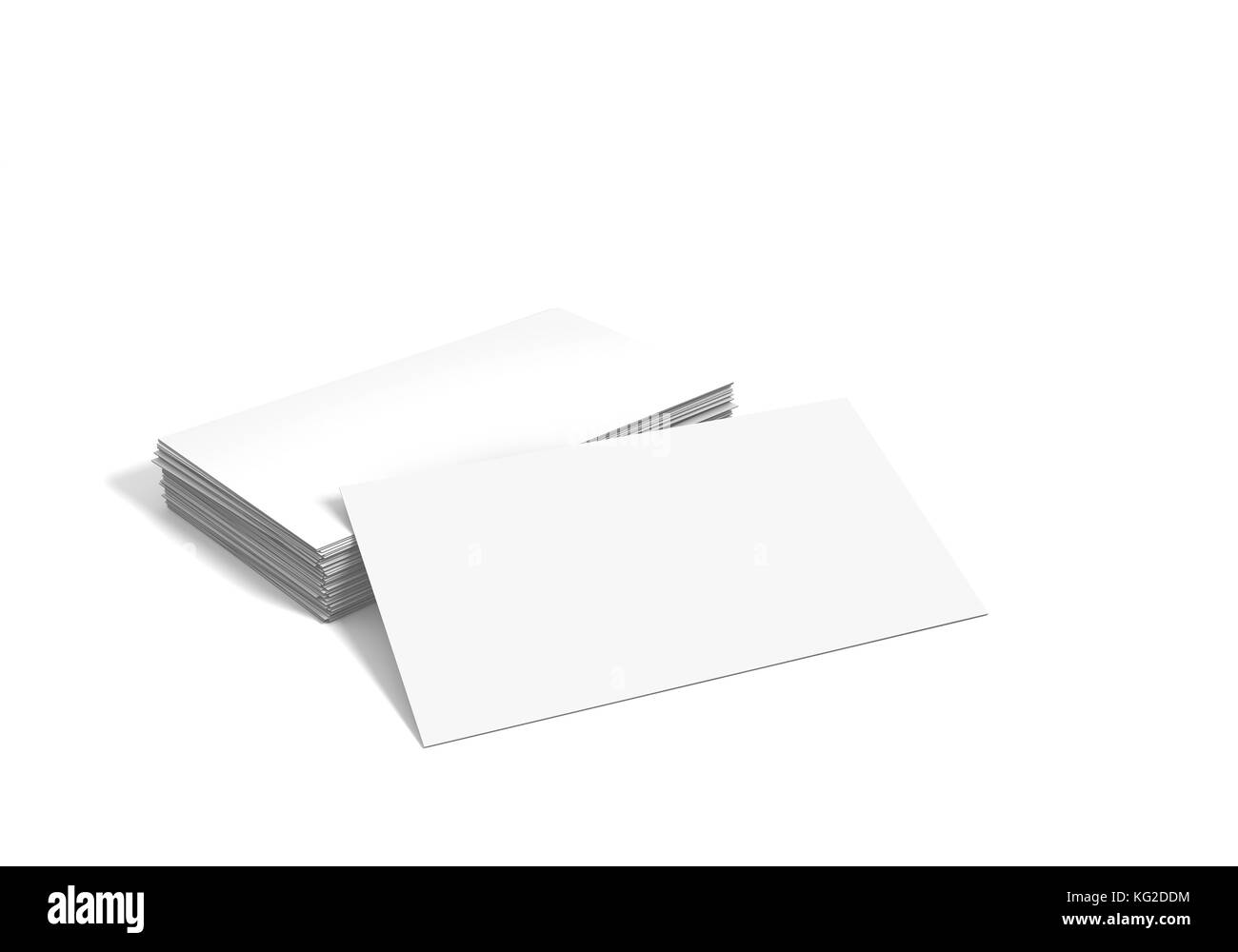 Cumulo di vuoto business card su sfondo bianco per il mock up. Foto Stock