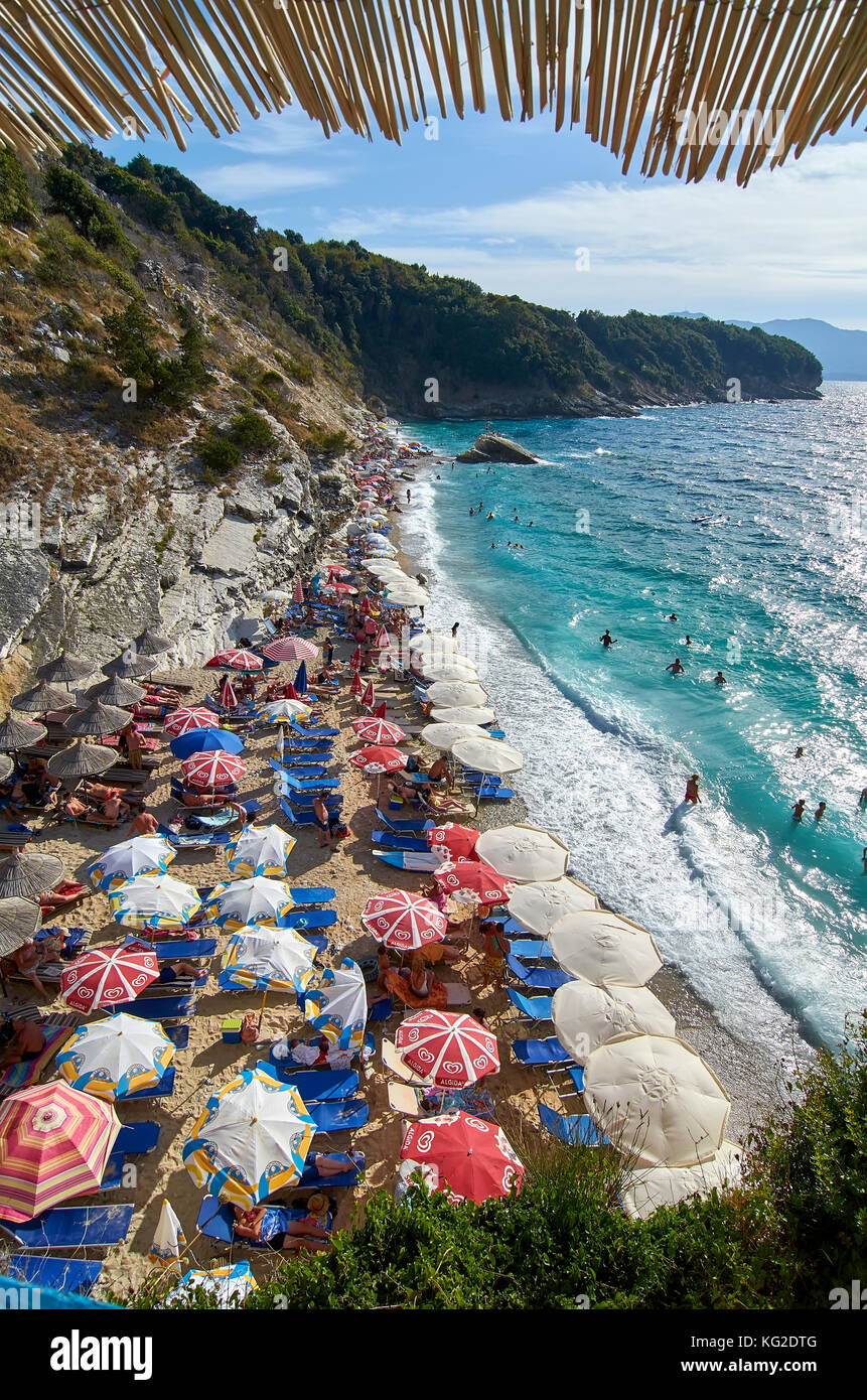 Spiaggia di Mirror (Pasqyra), Saranda Foto Stock