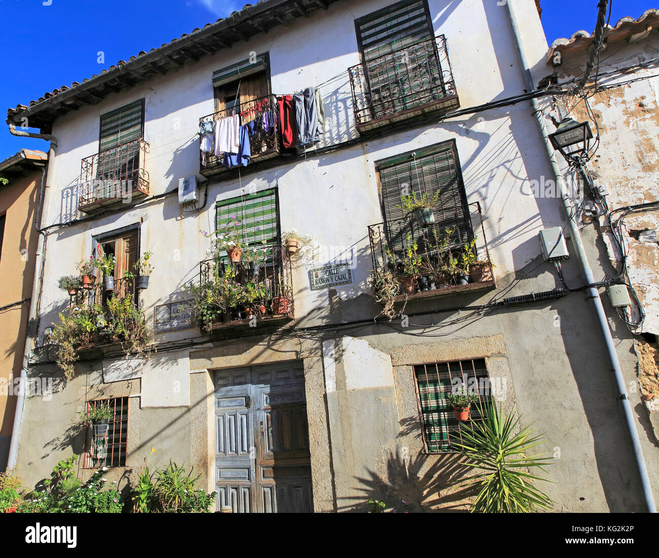 Architettura tradizionale della casa nel villaggio di Cuacos De Yuste, La Vera, Estremadura, Spagna Foto Stock