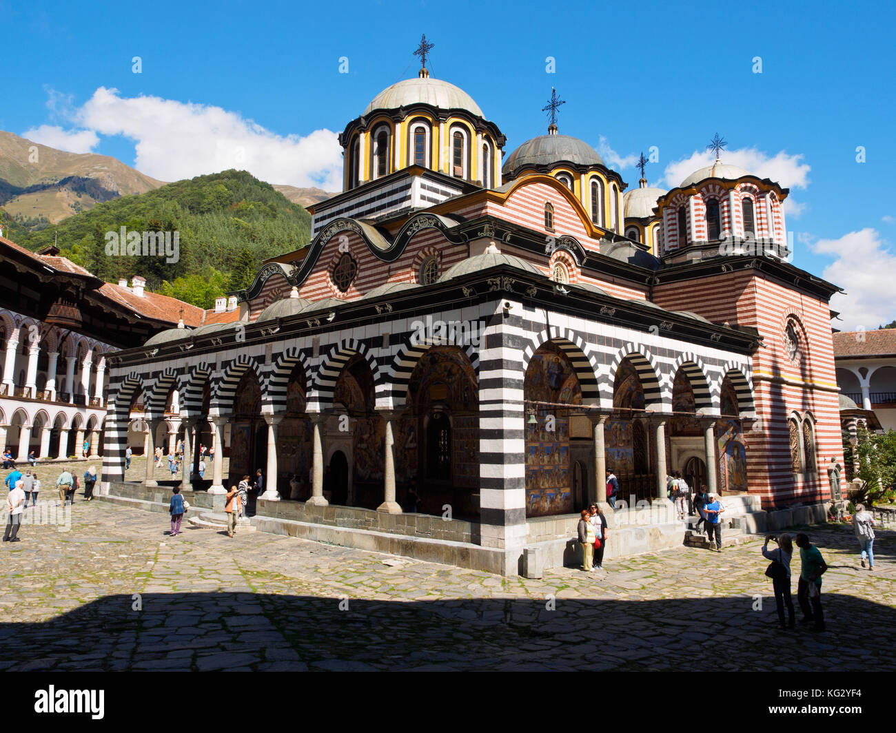 La chiesa principale del monastero di Rila, Bulgaria Foto Stock