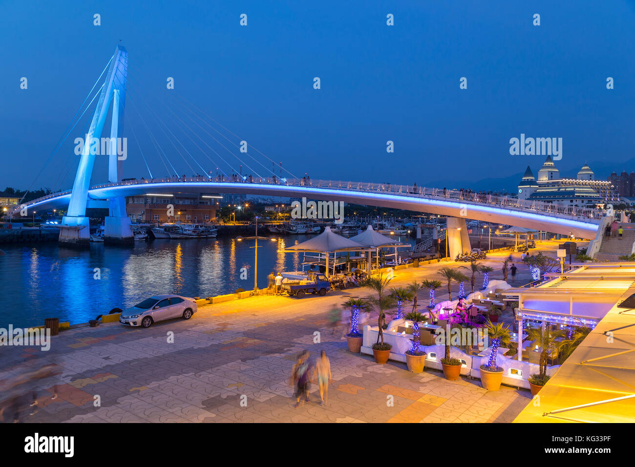 Amante del ponte tamsui nella nuova città di Taipei, Taiwan al tramonto Foto Stock