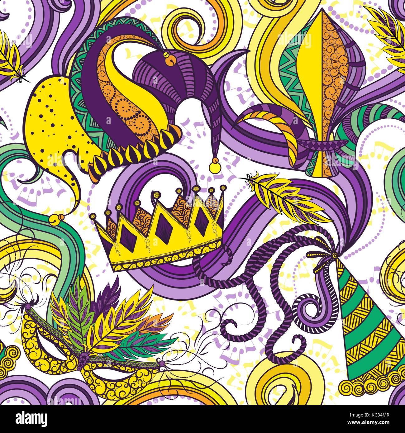 Mardi Gras pattern senza giunture Illustrazione Vettoriale