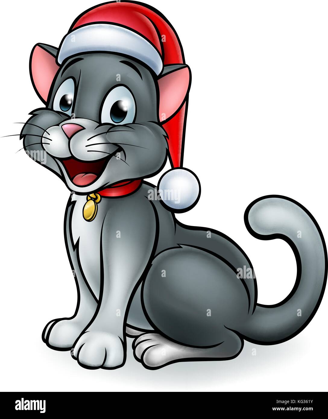 Gatto di Natale di Santa Hat Illustrazione Vettoriale