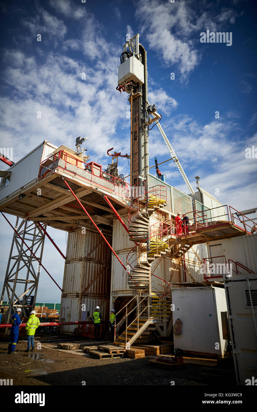 Fracking Cuadrilla ferma la foratura per gas di scisto in Lancashire, nella foto il pozzo di perforazione Foto Stock