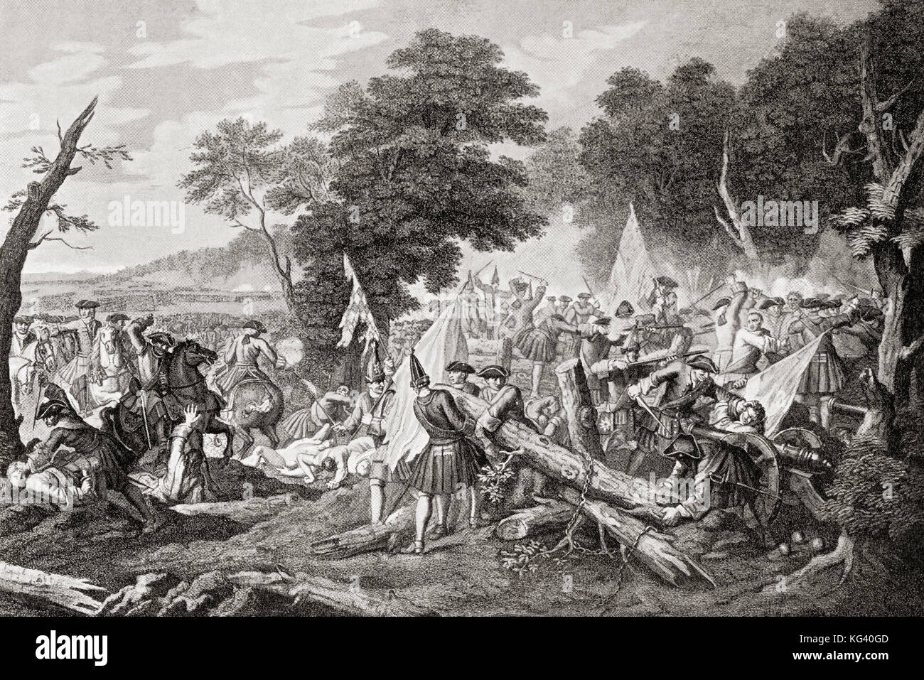 La battaglia di Malplaquet, 11 settembre 1709, una delle principali battaglie della guerra di successione spagnola. Da Hutchinson's History of the Nations, pubblicato nel 1915. Foto Stock