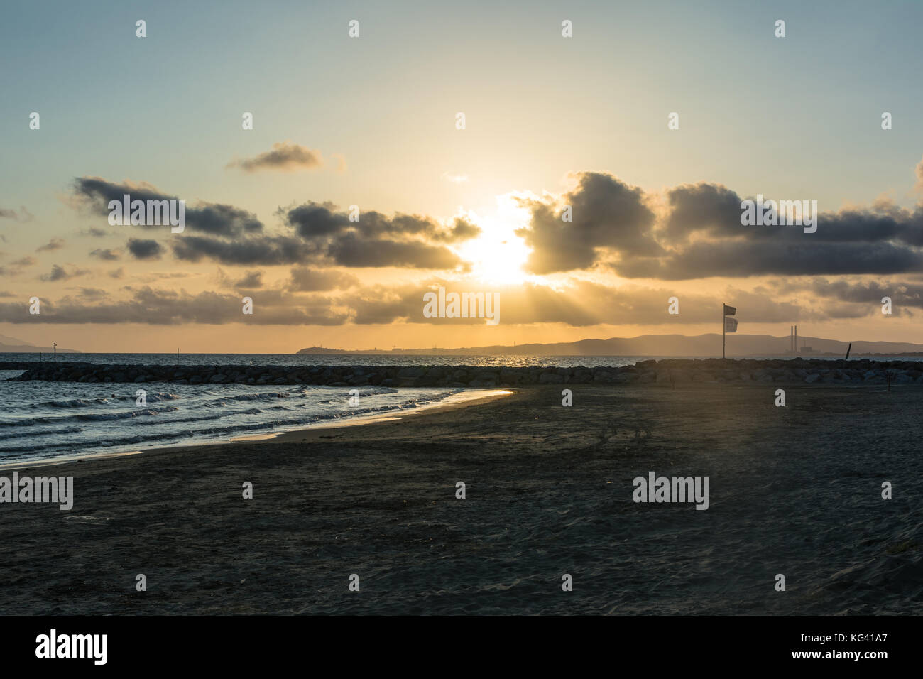 Tramonto a piombino, Italia Foto Stock