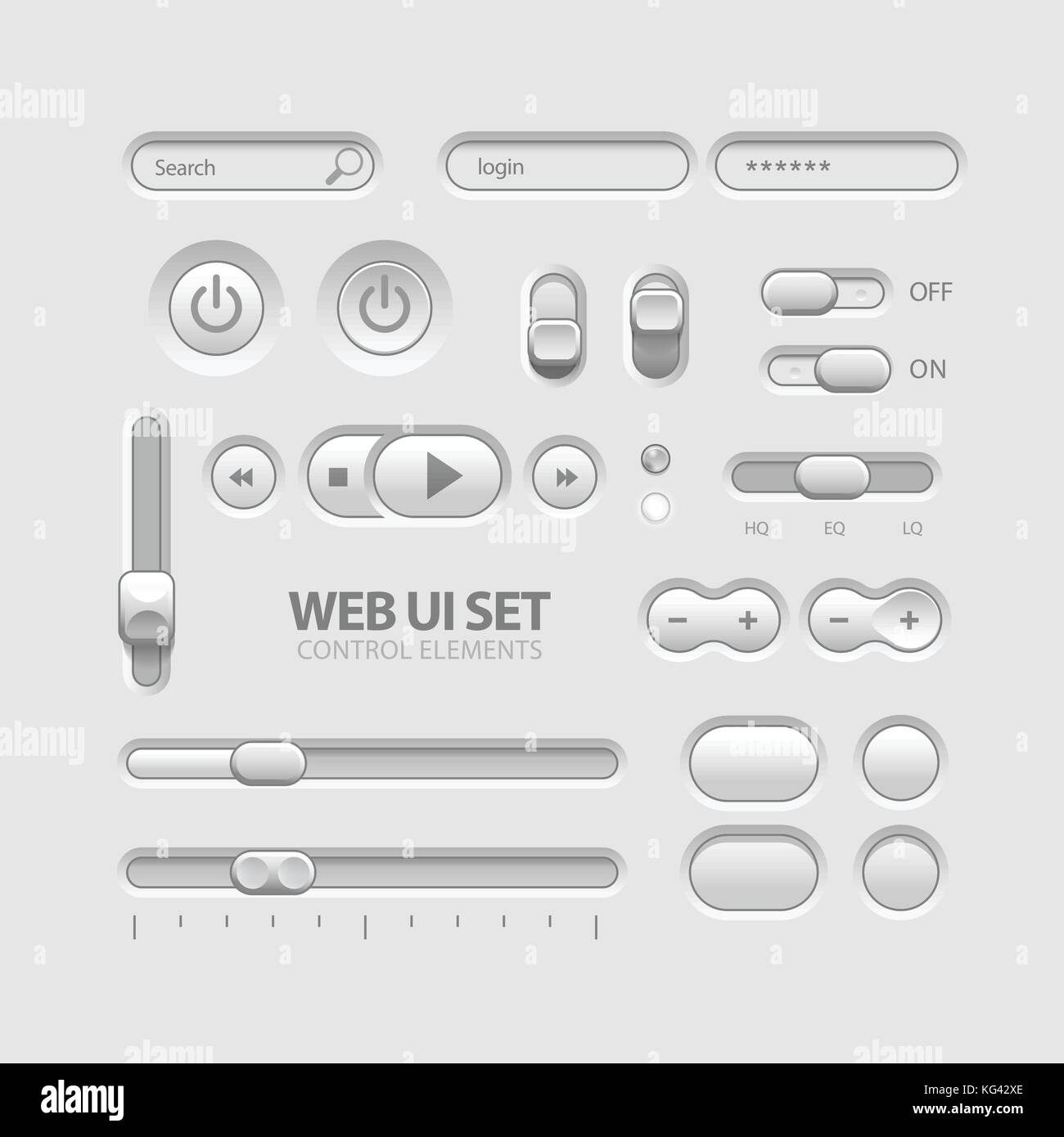 Luce ui web design elementi grigio Illustrazione Vettoriale