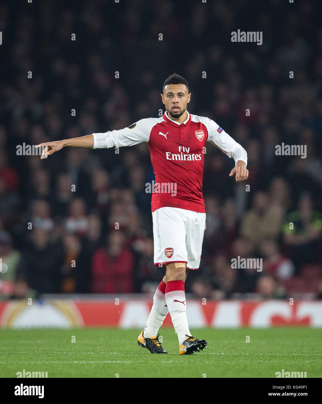 Londra, Regno Unito. 02nov, 2017. Francis coquelin di arsenal durante la UEFA Europa League group stage match tra Arsenal e fc stella rossa Belgrado all'Emirates Stadium di Londra, Inghilterra il 2 novembre 2017. Foto di Andy rowland. Credito: Andrew rowland/alamy live news Foto Stock