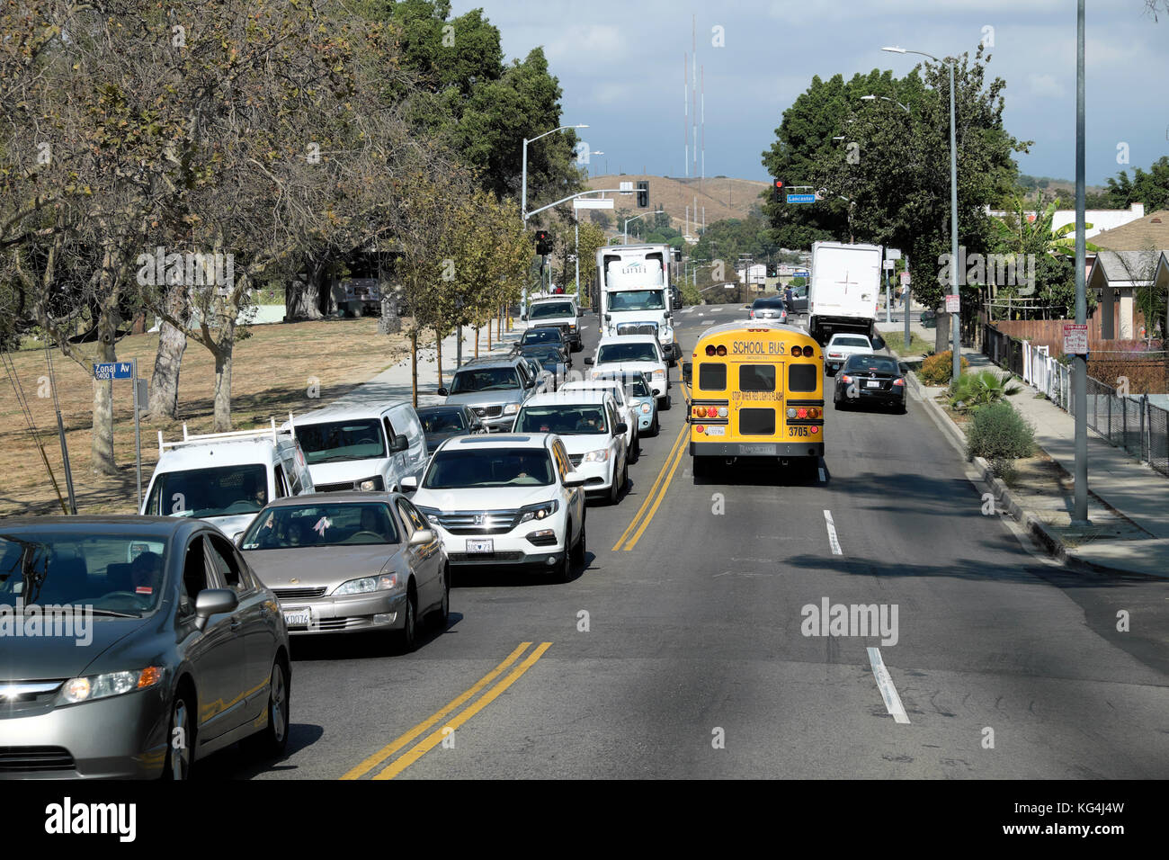 Scena di strada di Highland Park, Los Angeles, California USA KATHY DEWITT Foto Stock