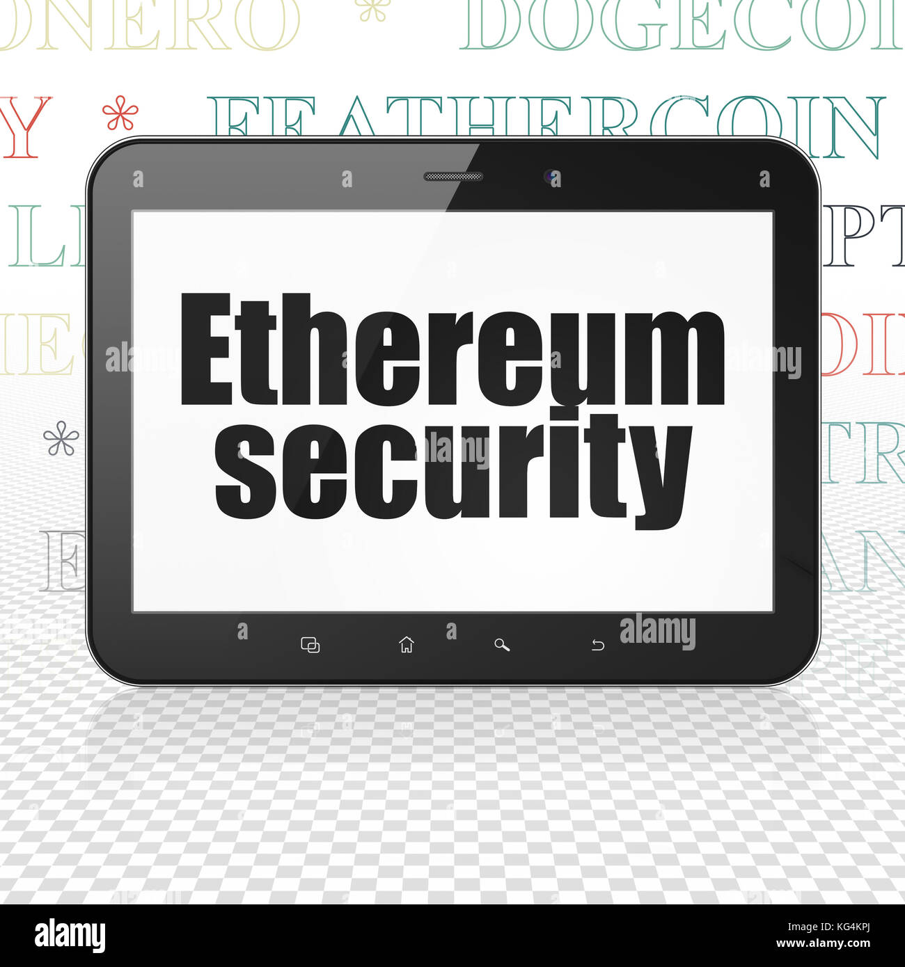 Concetto cryptocurrency: computer tablet con sicurezza ethereum sul display Foto Stock