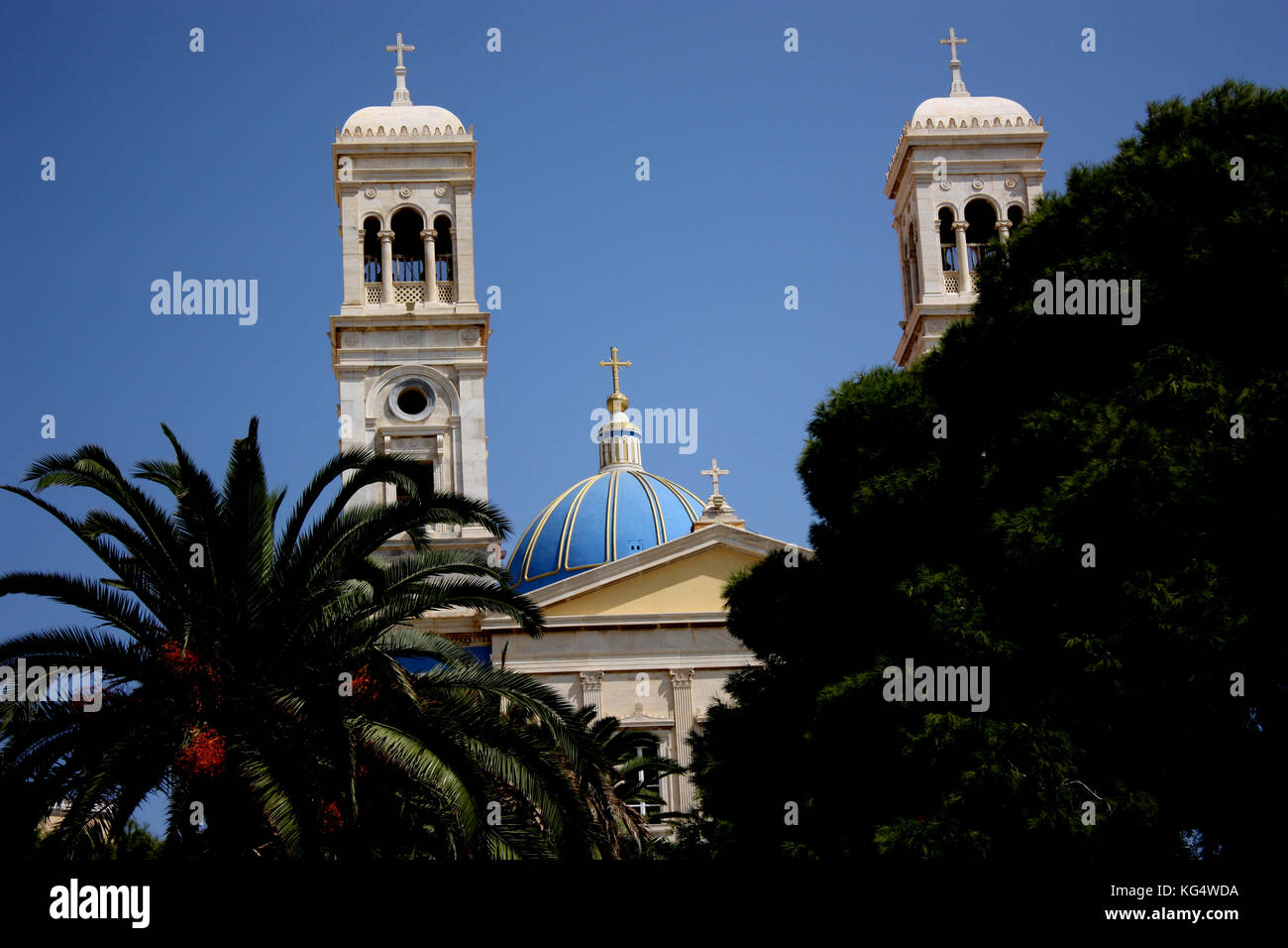 La chiesa di Aghios Nikolaos nel quartiere Vaporia di ermoupolis, SIROS, CICLADI Foto Stock