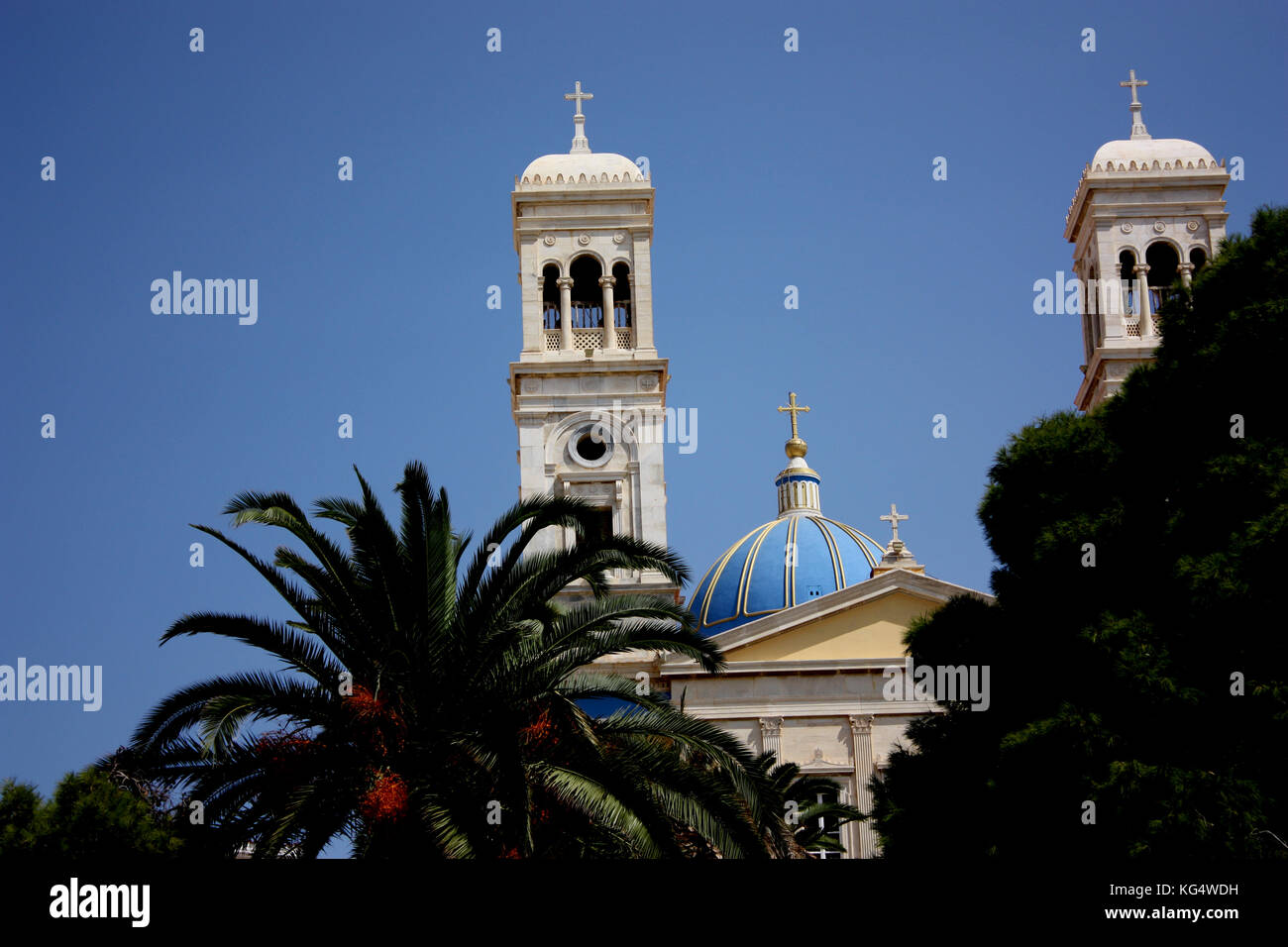 La chiesa di Aghios Nikolaos nel quartiere Vaporia di ermoupolis, SIROS, CICLADI Foto Stock