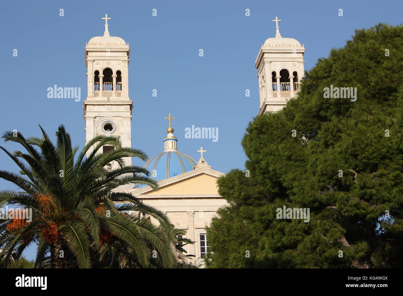 La chiesa di Aghios Nikolaos nel quartiere Vaporia di ermoupolis, SIROS, CICLADI Foto Stock