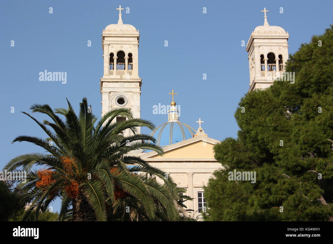 La chiesa di Aghios Nikolaos nel quartiere Vaporia di ermoupolis, SIROS, CICLADI Foto Stock