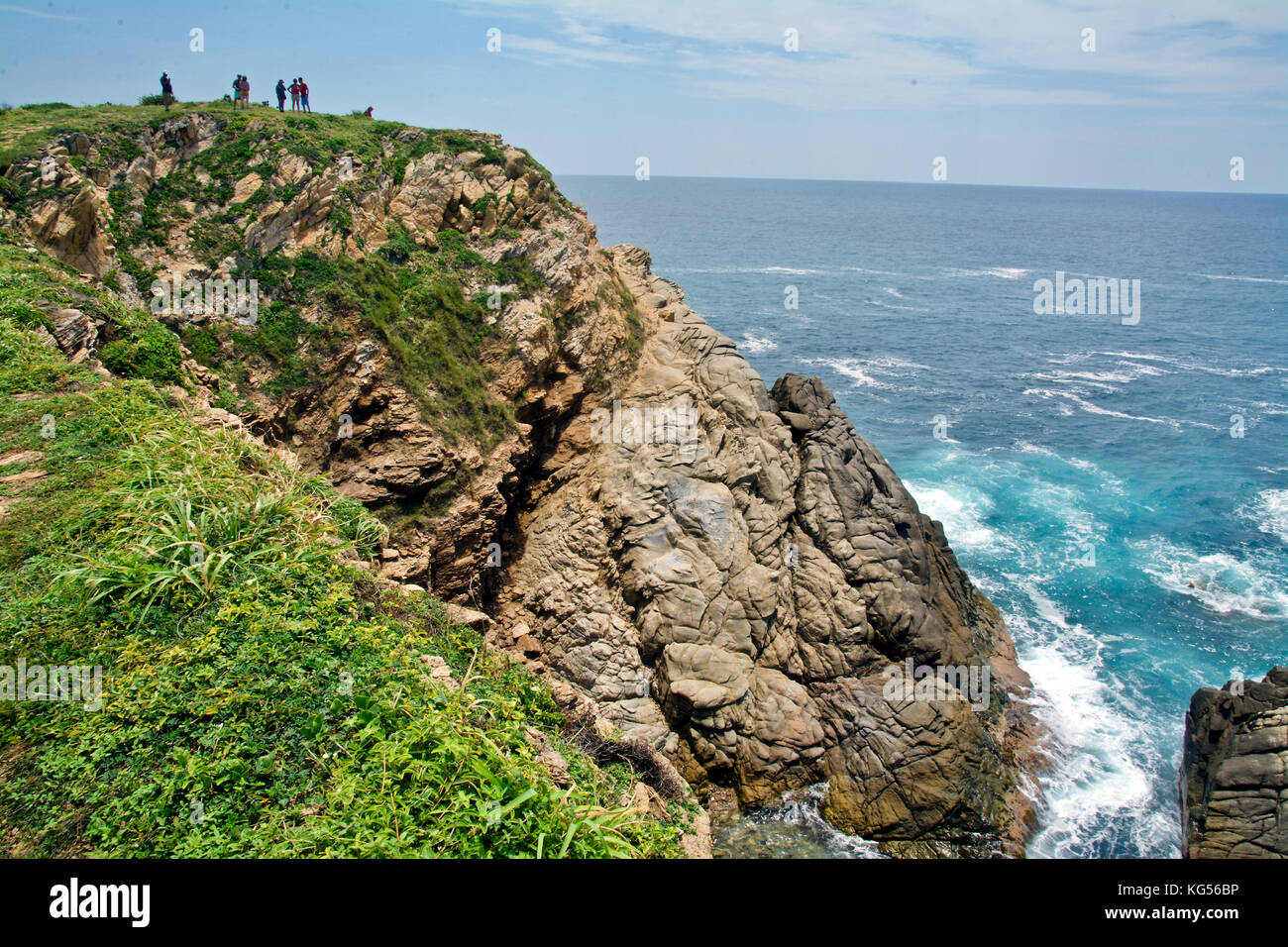Splendida vista della collina sacra e oceano blu in Punta Cometa, Messico Foto Stock