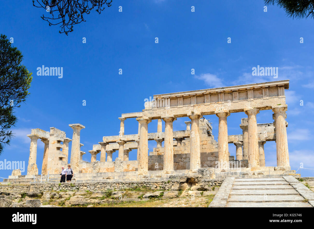 Tempio di Aphaia, Aegina Island, Grecia Foto Stock