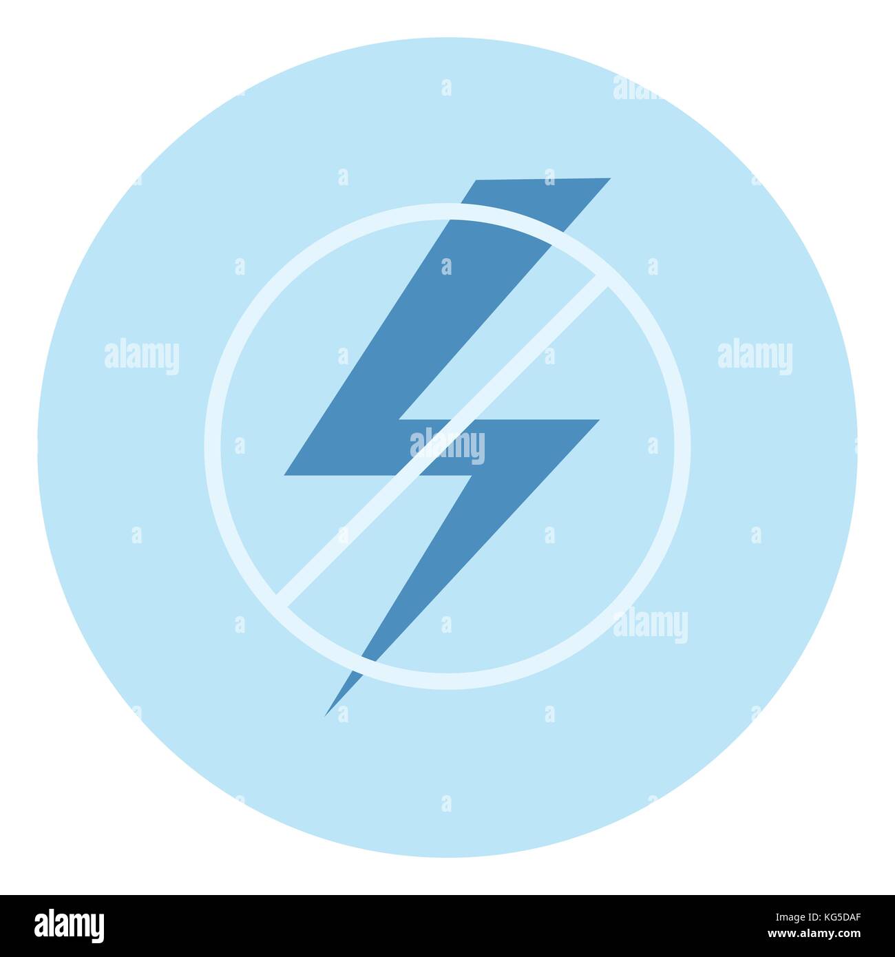 Nessun segno di elettricità icona sullo sfondo blu Illustrazione Vettoriale
