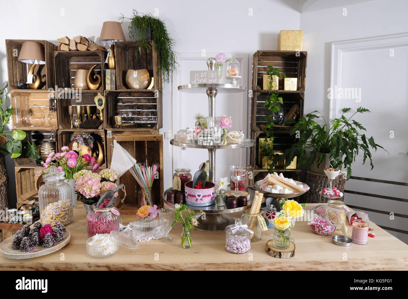 Buffet di dolci, decorazione Foto Stock