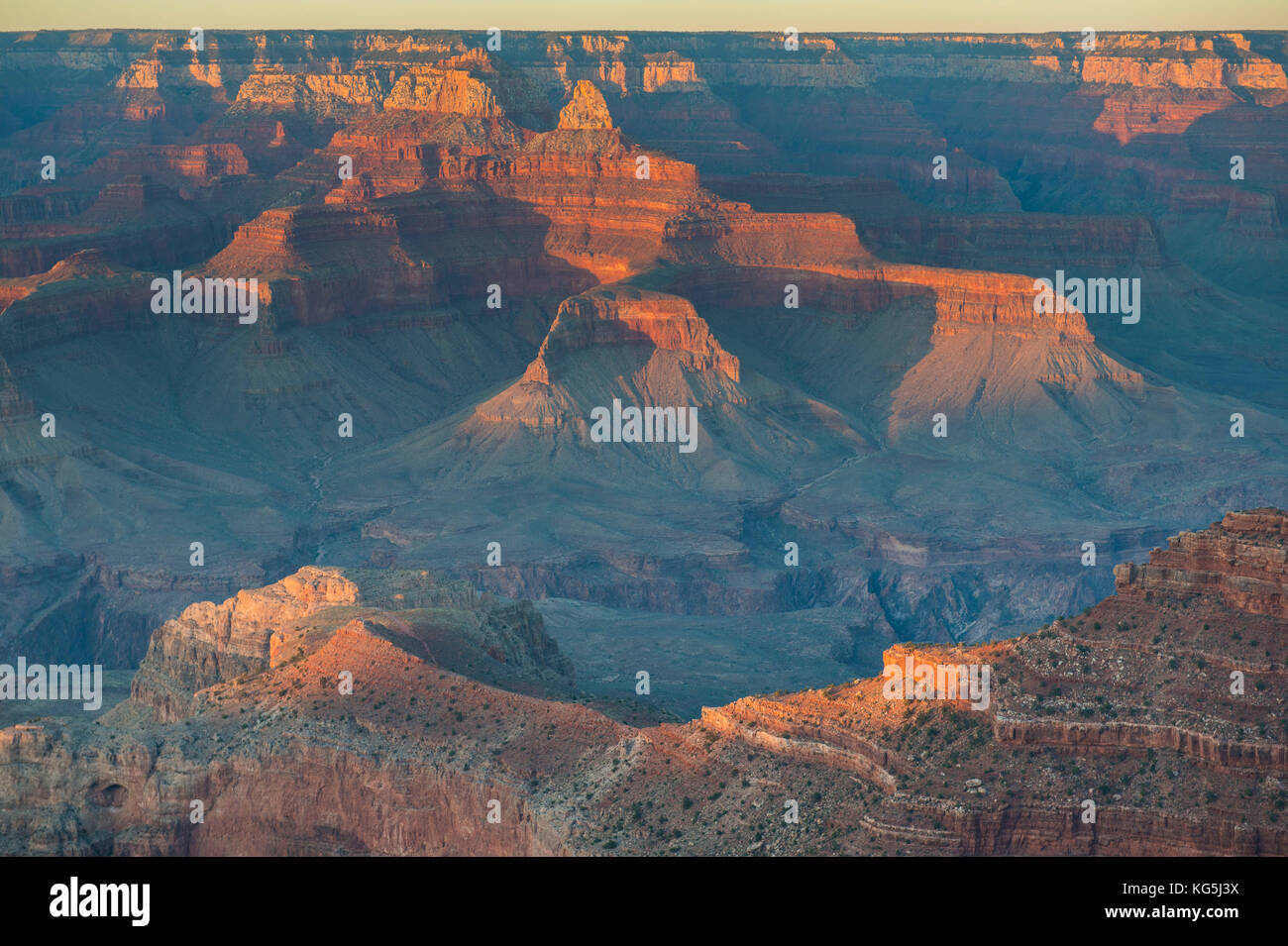 Tramonto sul bordo sud del Grand Canyon, Arizona, Stati Uniti d'America Foto Stock