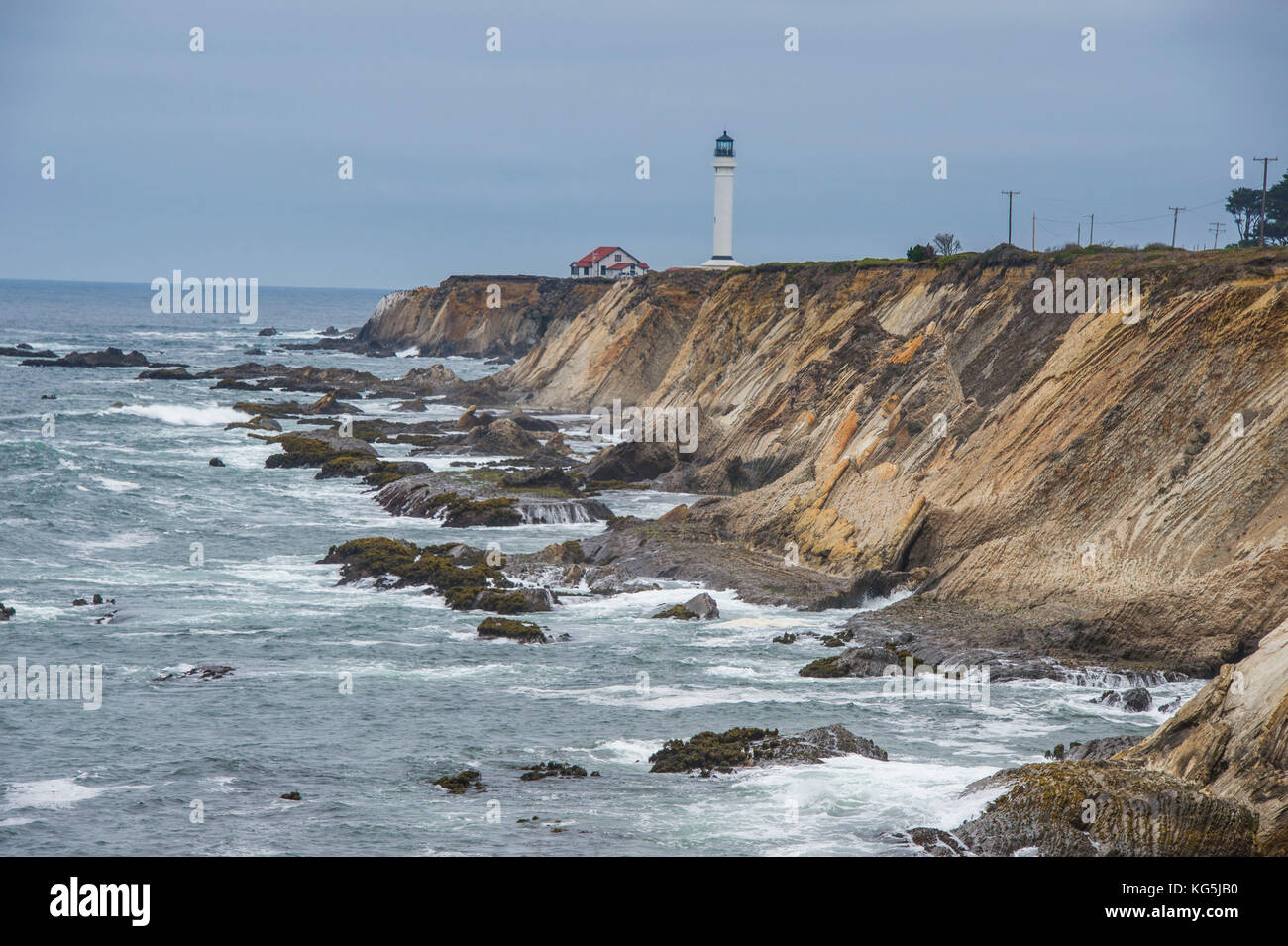 Faro e museo di Point Arena, California settentrionale, Stati Uniti Foto Stock