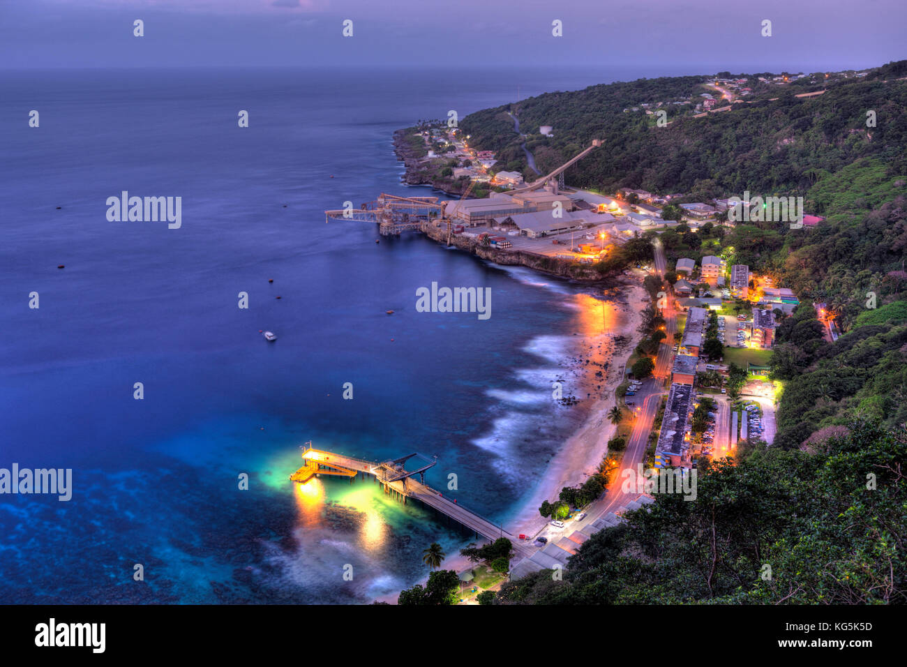 Panoramica di flying fish cove, Isola di Natale, australia Foto Stock