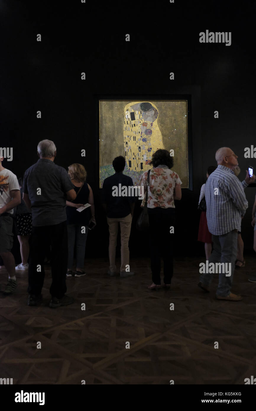 Europa Austria, Vienna, museo belvedere, Gustav Klimt, Esposizioni Visitatori Foto Stock
