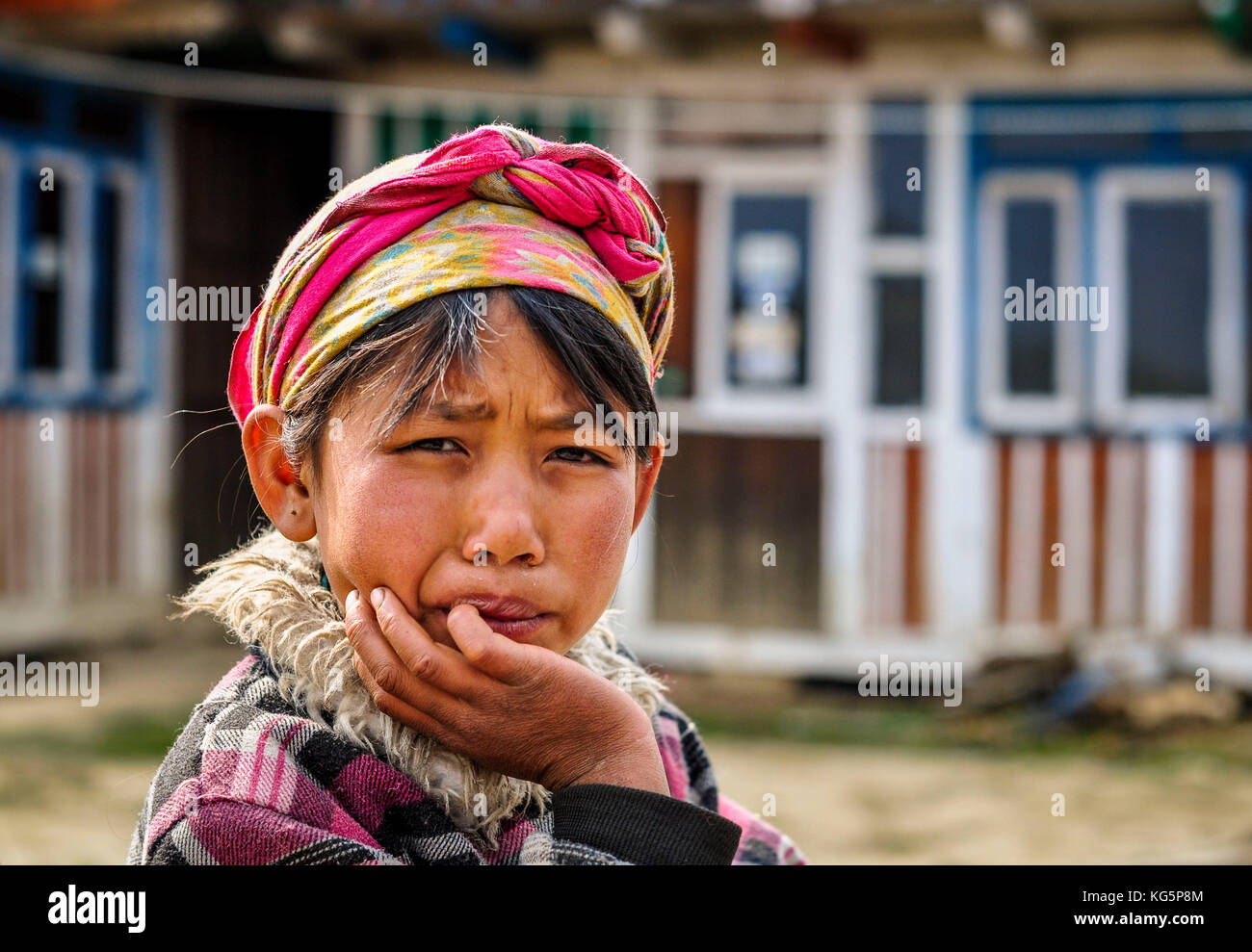 Ritratto di giovane ragazza, distretto rasuwa, regione bagmati, Nepal, asia Foto Stock