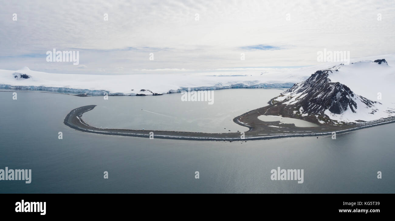 Panoramica aerea di Yankee Harbour, Antartide Foto Stock