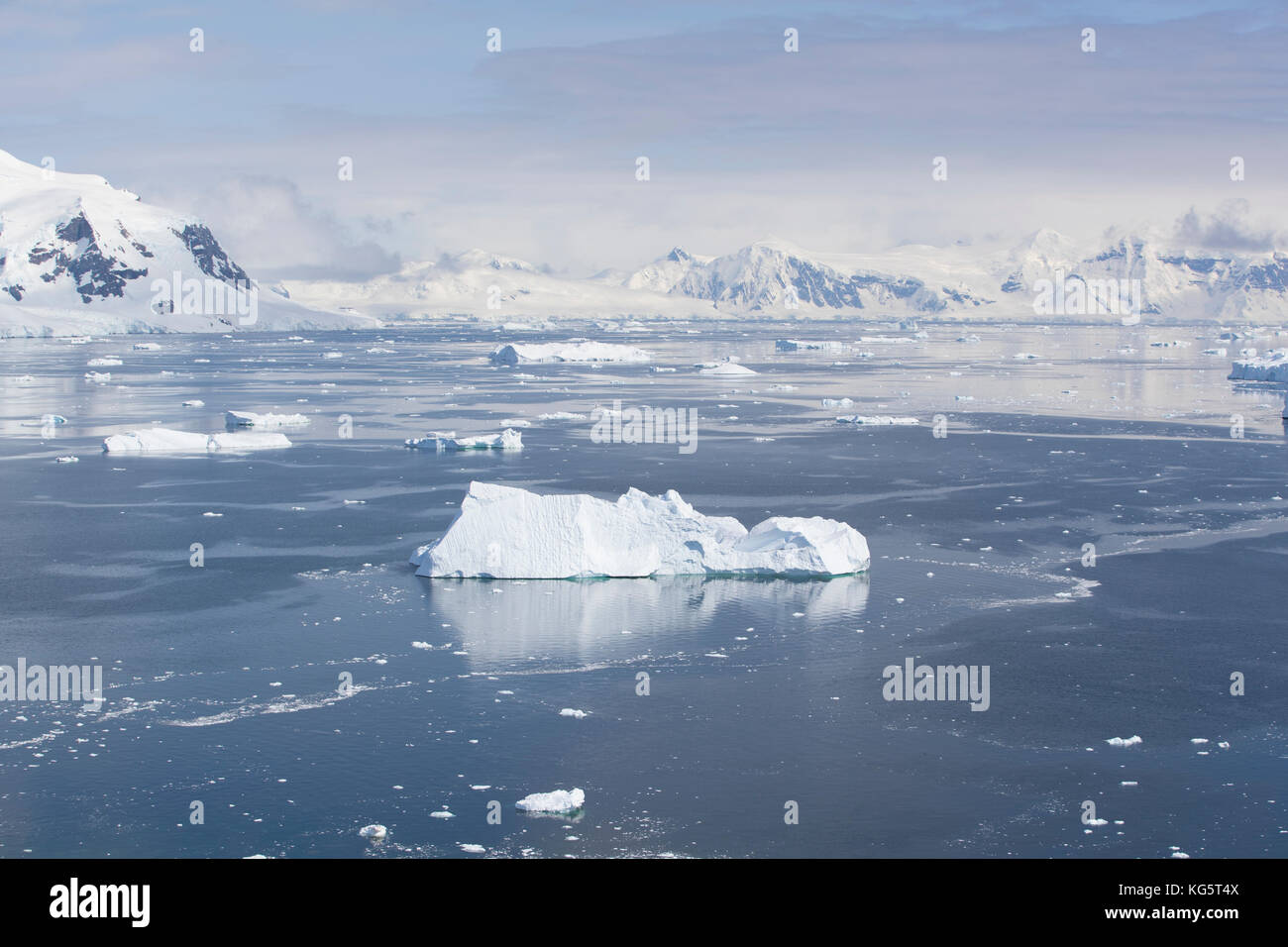 Vista da Neko Harbour, Antartico peninsulare Foto Stock