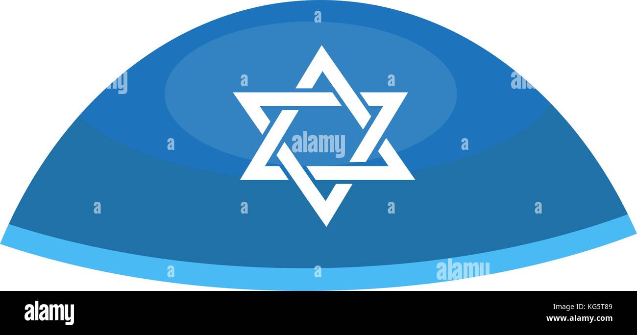 Ebraico Icona balla, di tipo piatto. religiosa ebraica hat. isolato su sfondo bianco. illustrazione vettoriale Illustrazione Vettoriale