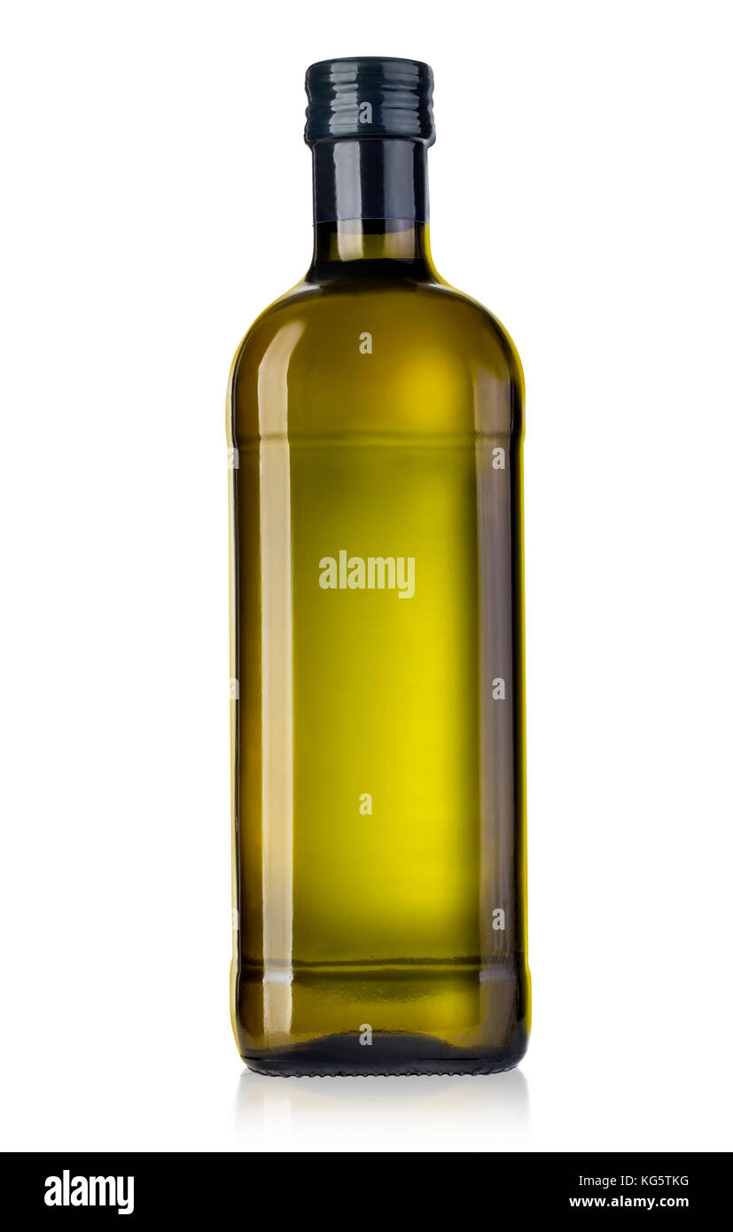 Olio di oliva Bottiglia su bianco (include il percorso di clipping) Foto Stock
