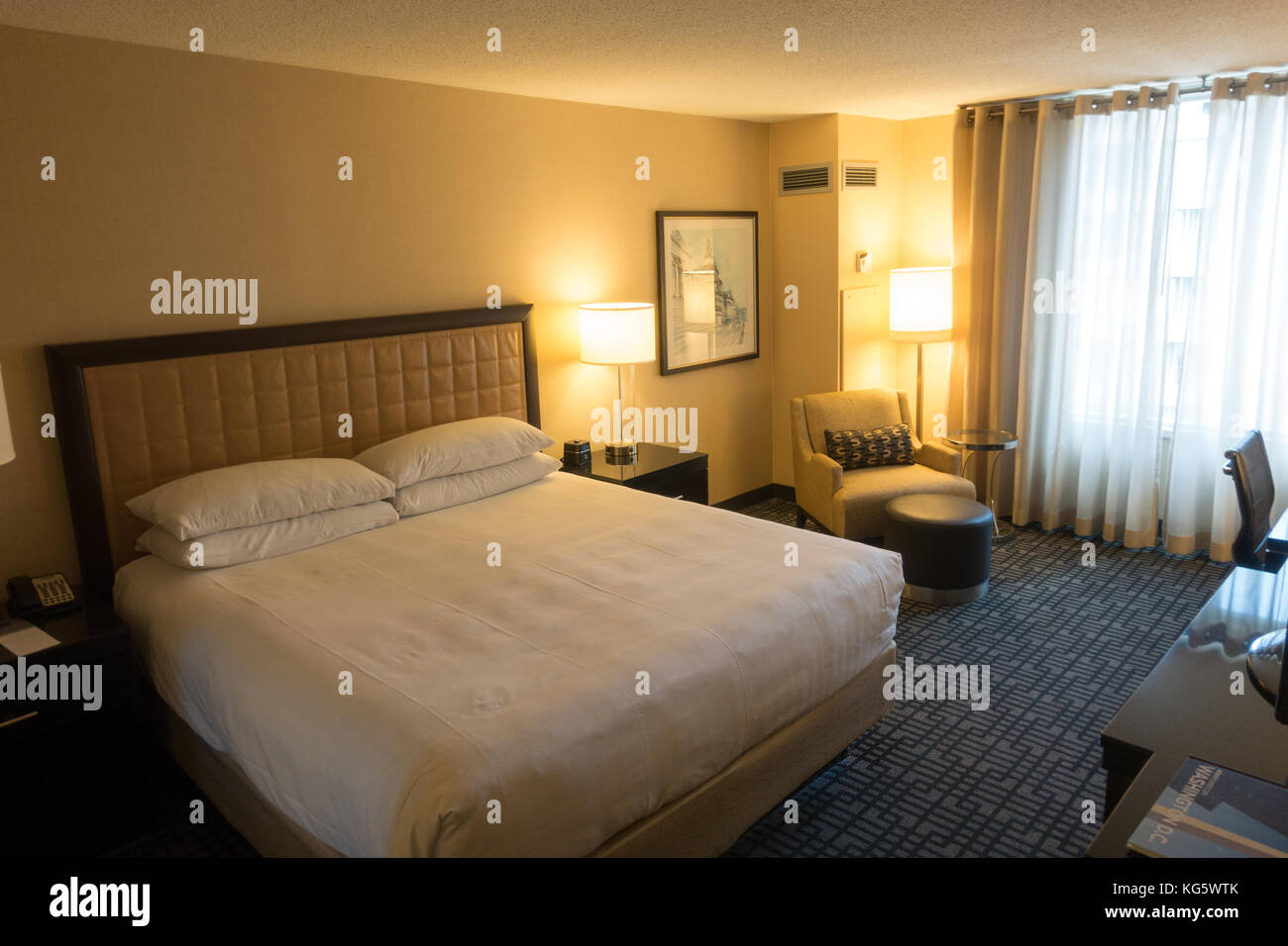 Camera standard nel Hyatt Regency Washington on Capitol Hill Hotel (quattro stelle), Washington DC, Stati Uniti. Foto Stock