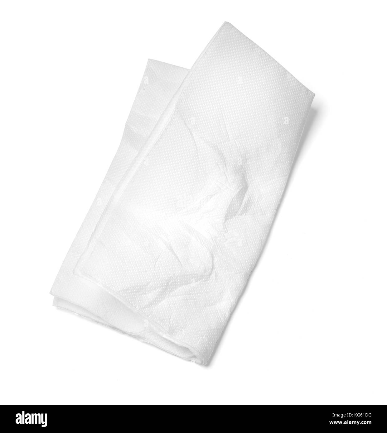 Uno bianco tovagliolo di carta isolato su sfondo bianco con tracciato di ritaglio Foto Stock