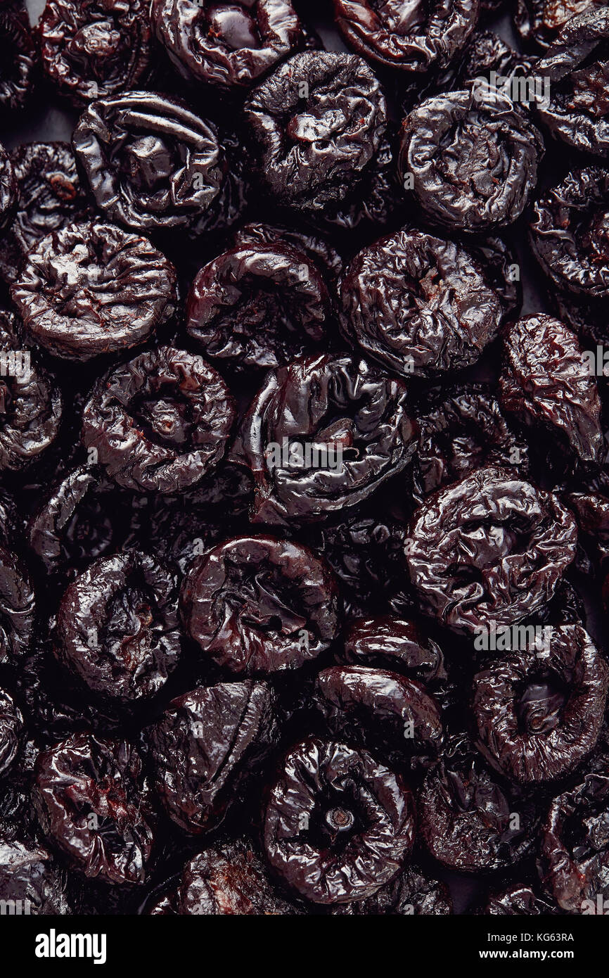 Prugne secche o prugne frutta di fondo texture Foto Stock