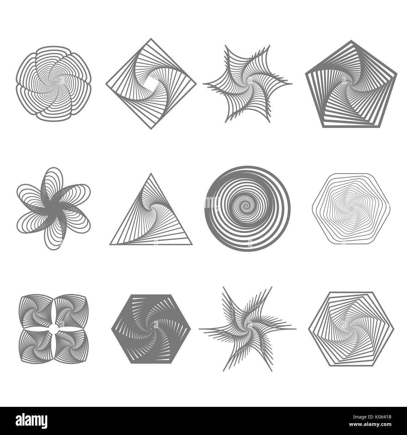 Set di diverse decorazioni geometriche Foto stock - Alamy
