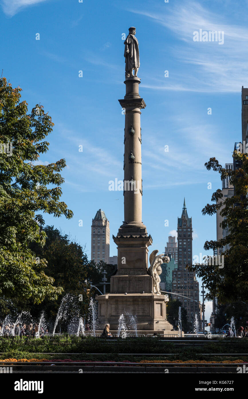 Christopher Columbus monumento, Columbus circle, NYC Foto Stock