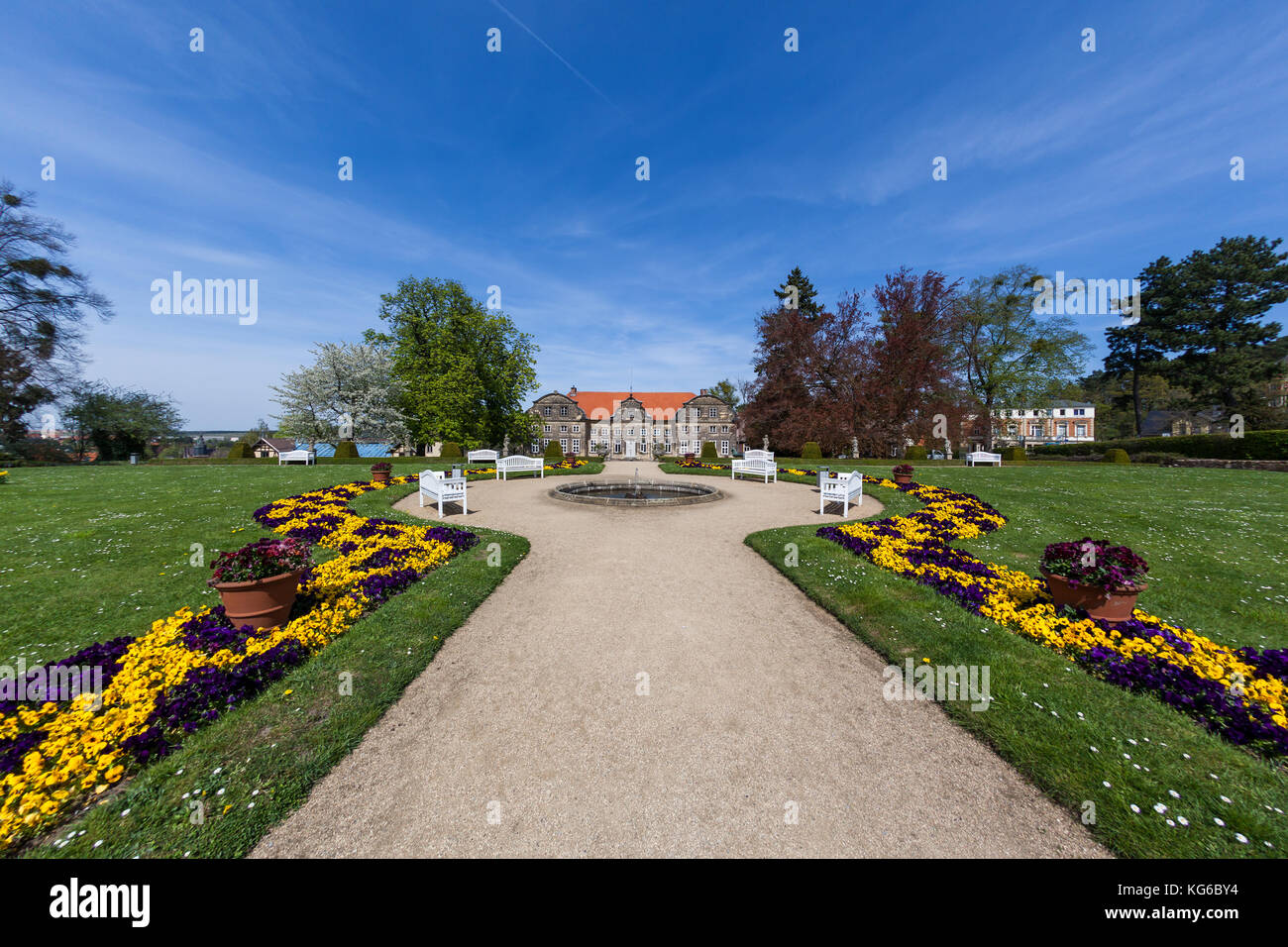 Landschaftspark kleines Schloss Blankenburg Harz Foto Stock