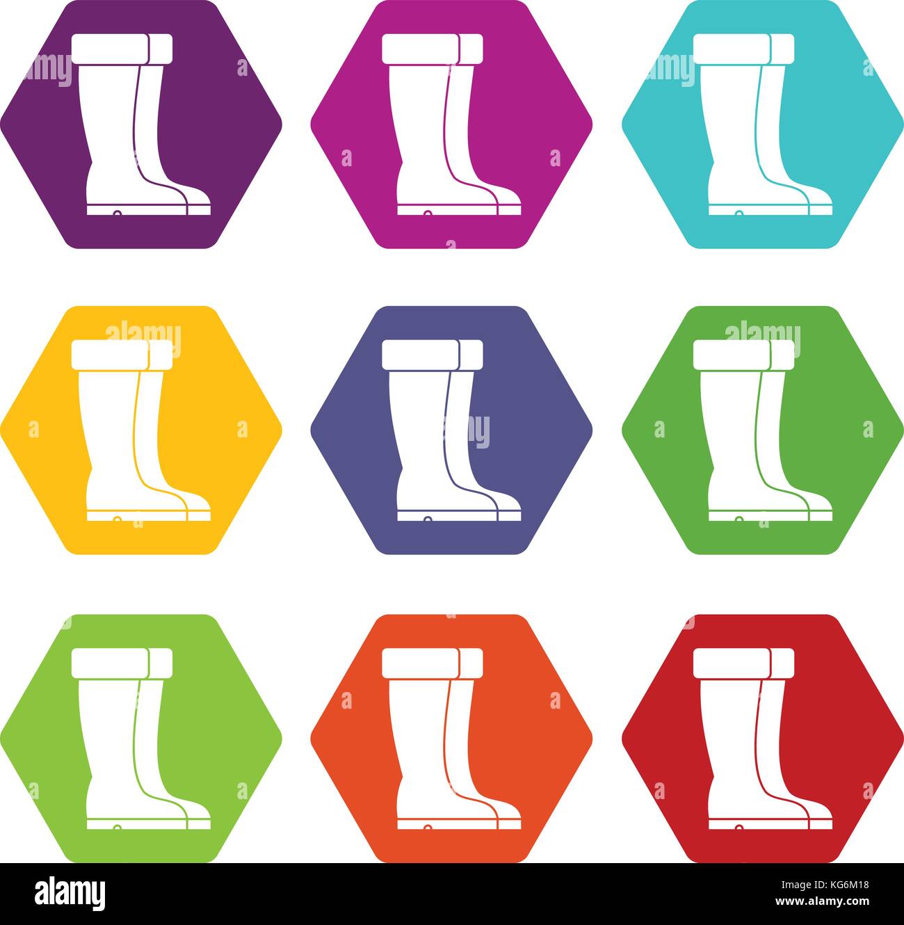 Scarpe invernali icon set hexahedron colore Illustrazione Vettoriale