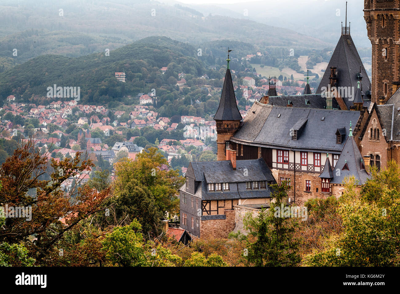 Blick auf das Schloss Wernigerode Harz Foto Stock