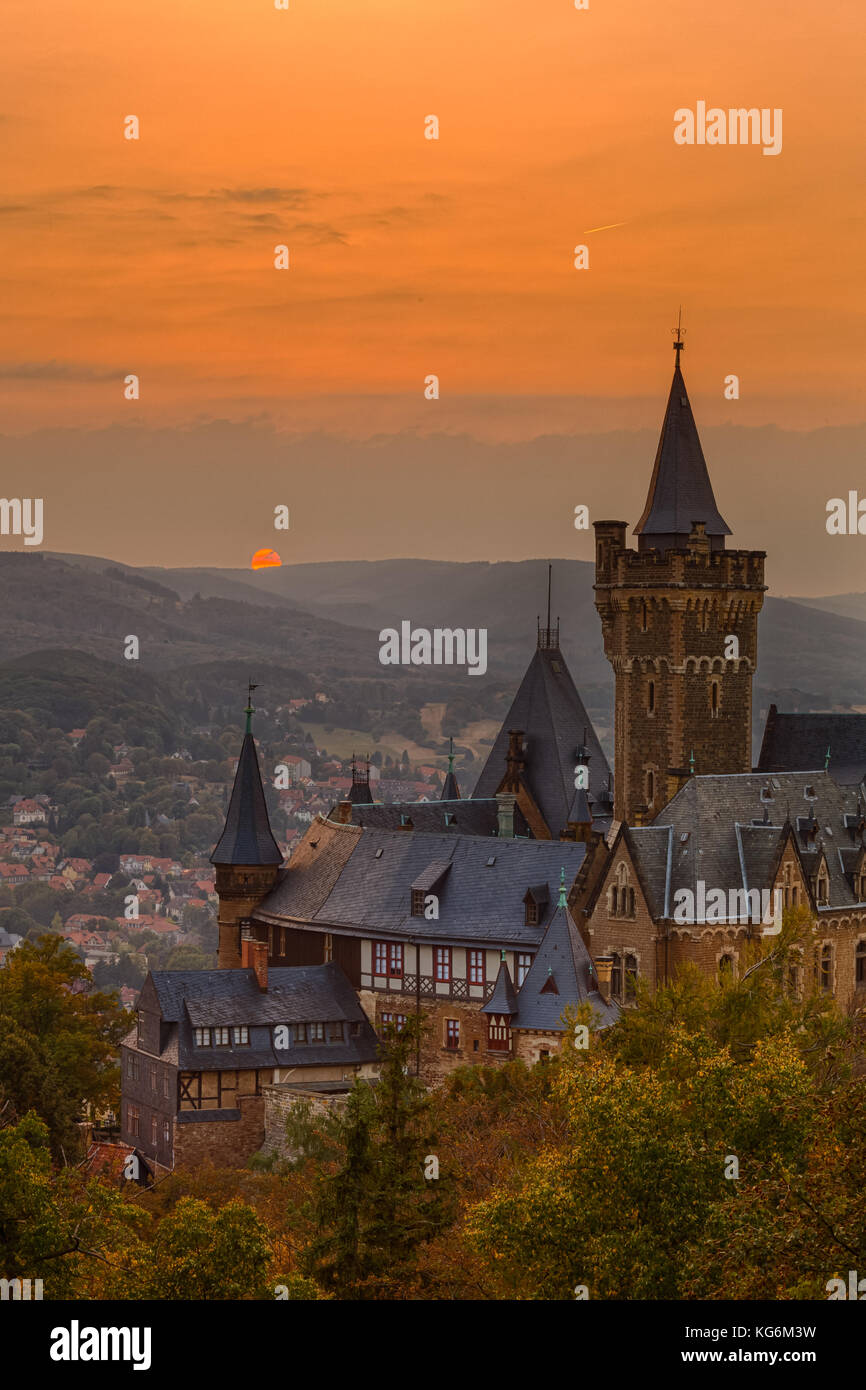 Blick auf das Schloss Wernigerode Harz Foto Stock