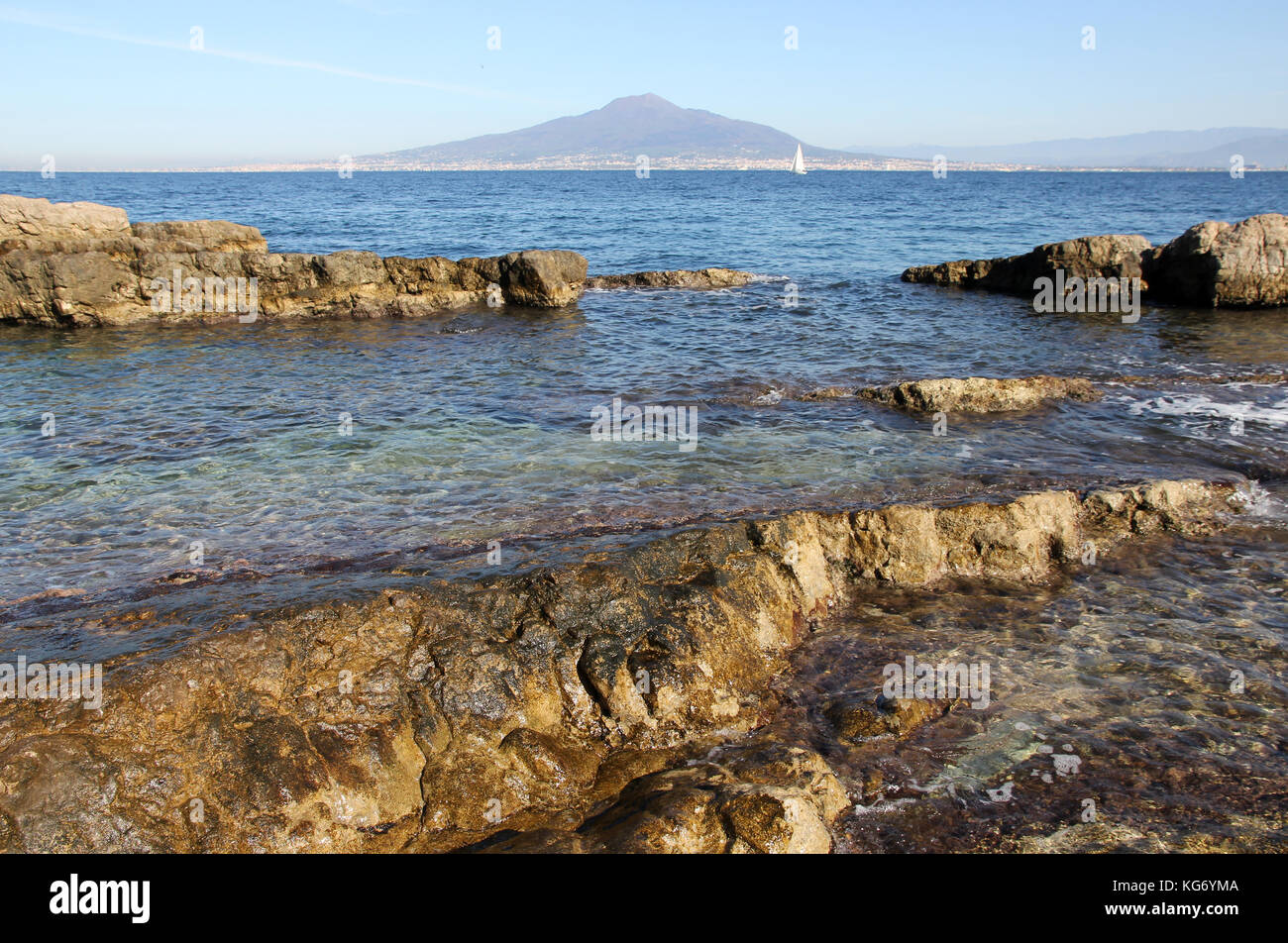 Il monte Vesuvio golfo di Napoli Italia Foto Stock