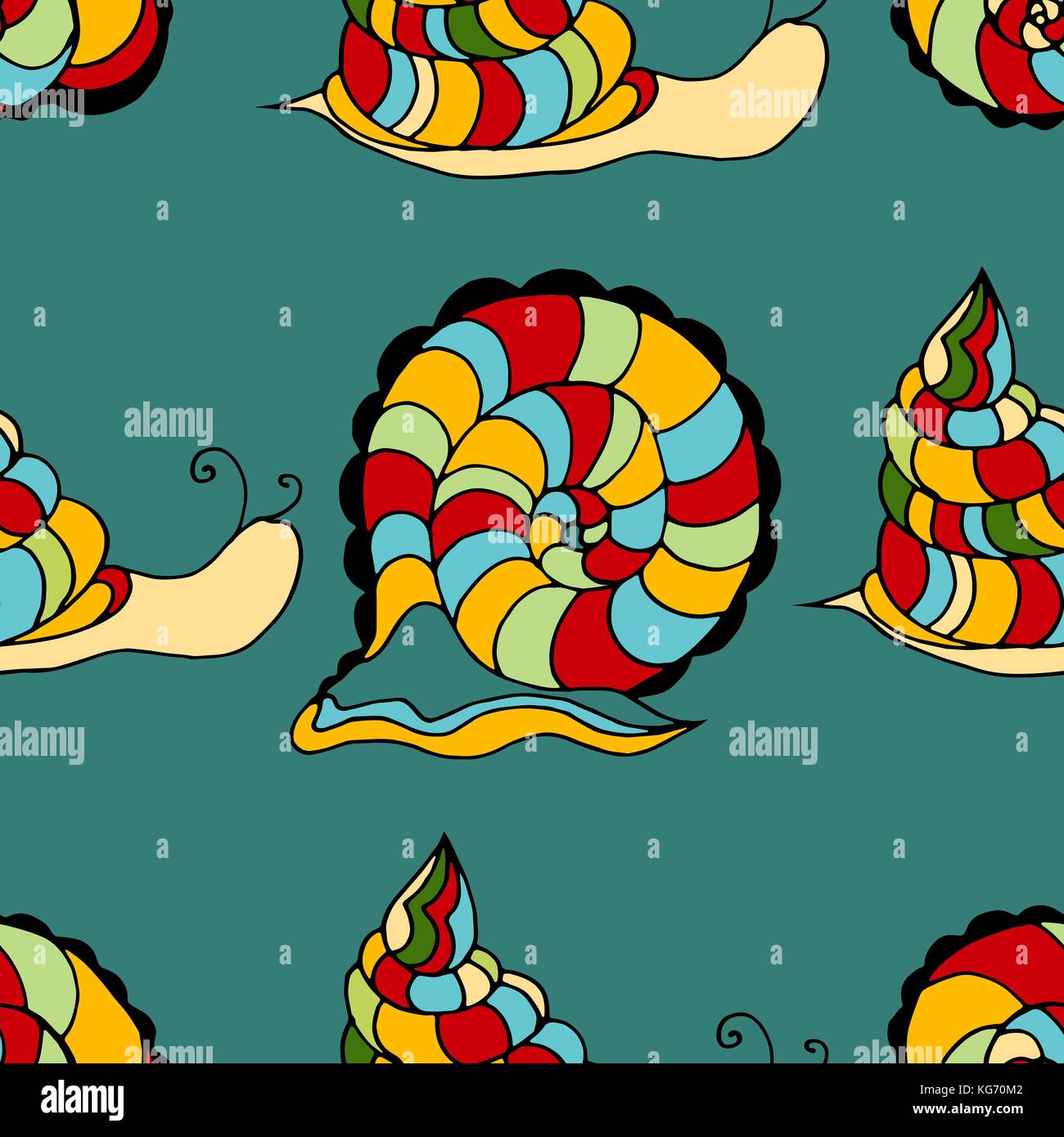 Vector seamless pattern decorati con conchiglie. illustrazione di contorno Illustrazione Vettoriale
