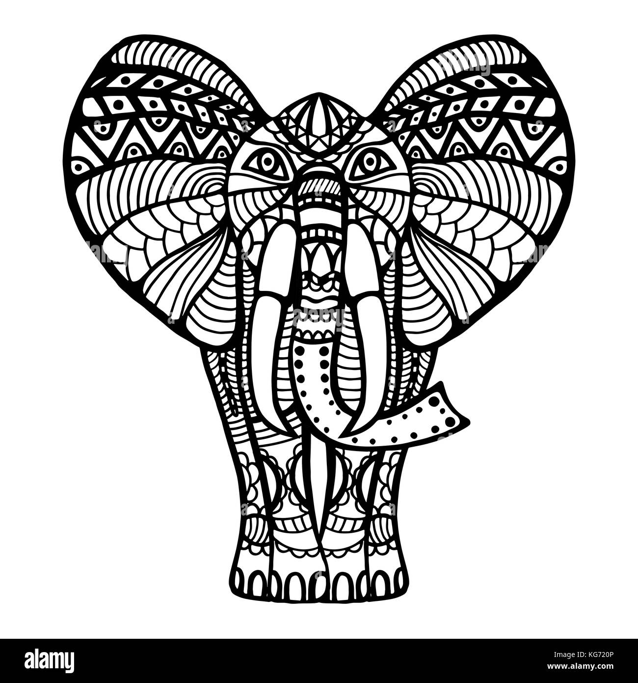 Saluto bella carta con elefante. telaio del peacock realizzati nel vettore. Perfetto carte, o per qualsiasi altro tipo di design, compleanno e altri.vacanze mare Illustrazione Vettoriale