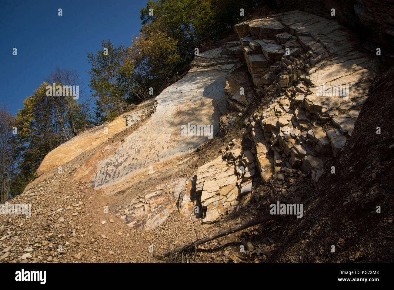 Struttura geologica di flysch dei Carpazi in monti Bieszczady Foto Stock