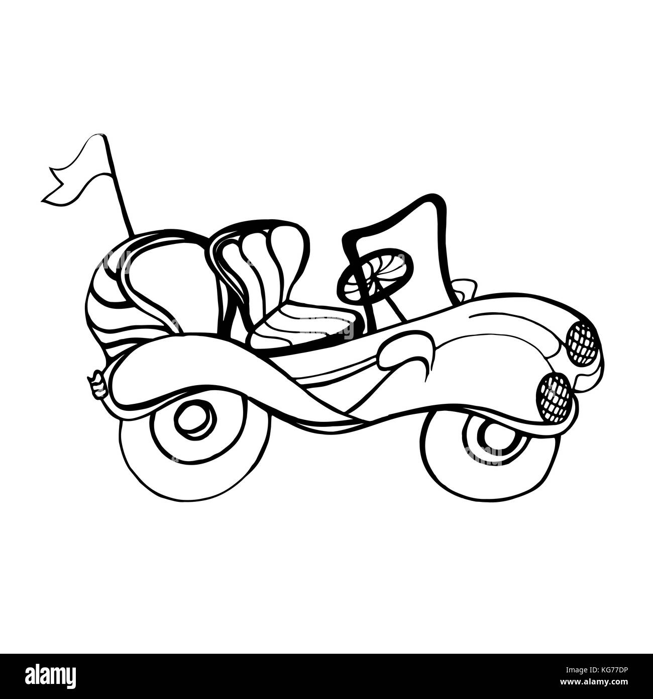 Auto stile convertibile di bambini disegni monocromatici Immagine e  Vettoriale - Alamy