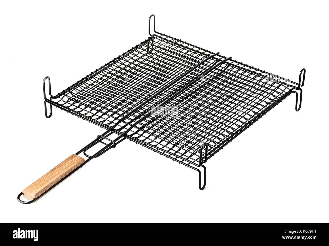 In acciaio inox grill barbecue camping cestello isolato su bianco Foto Stock